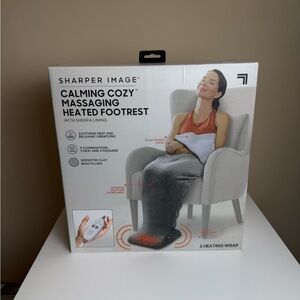 Sharper Image Calming Cozy Massaging Heating Footrest Wrap Grey Sherpa Lining